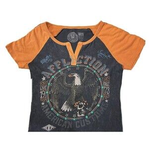 Affliction Top Shirt American Customs Live Fast 1973 Motor Spirit Biker Sz S